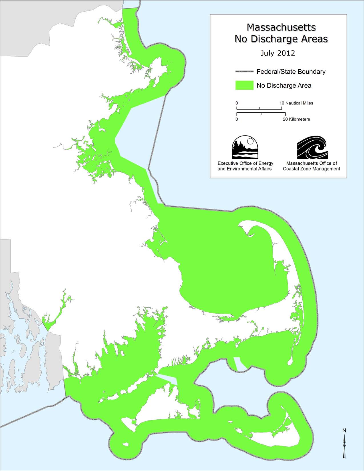Image of a map of Massachusetts no discharge zones