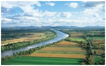 Image of fields and a river
